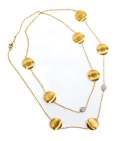 14k Diamond Disk Shaped Ball Necklace