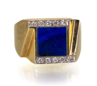 14k Lapis and Diamond Ring