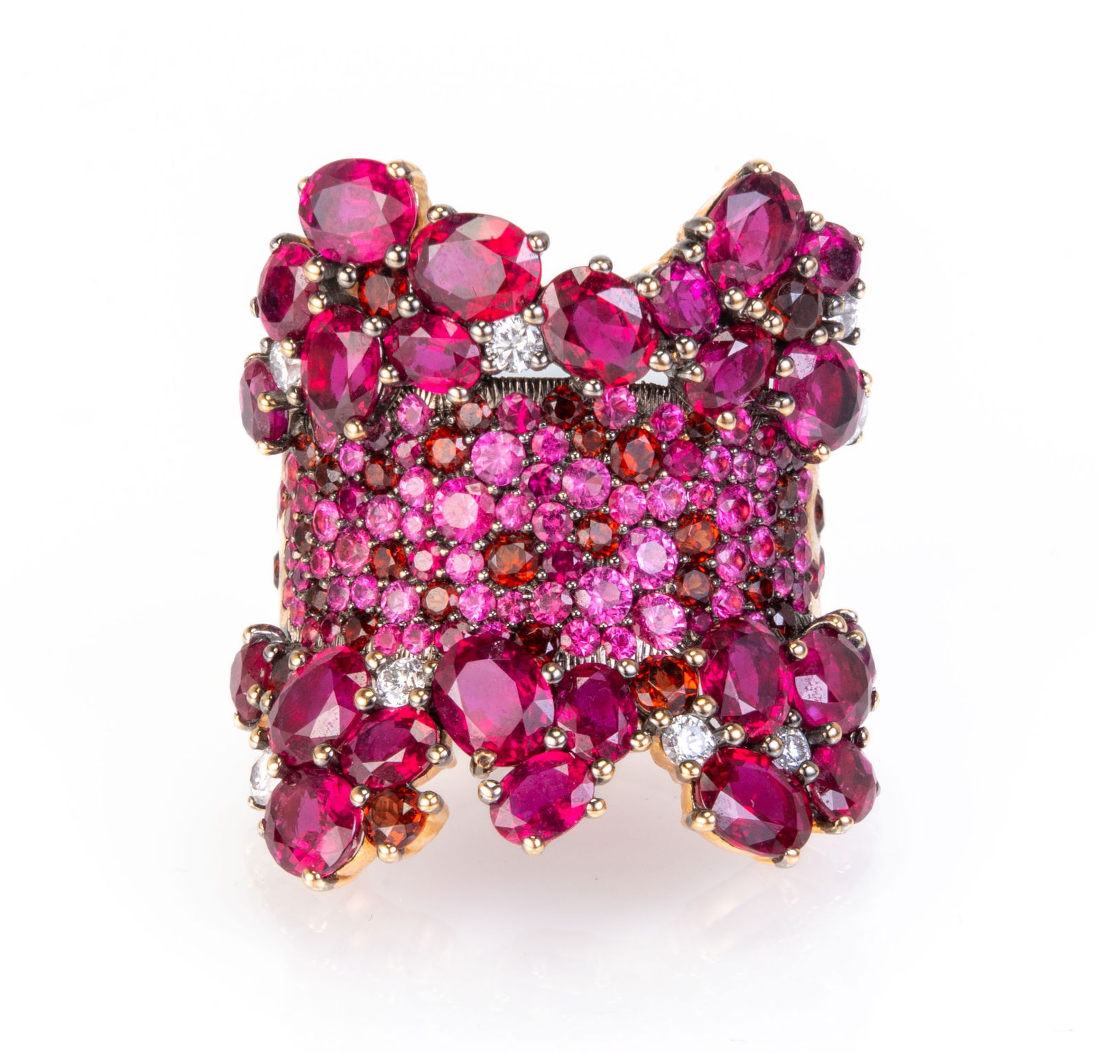 18k Yellow Gold, Ruby, Sapphire and Diamond Ring (1 of 4)