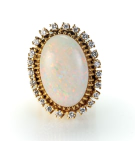 14k Opal and Diamond Cocktail Ring