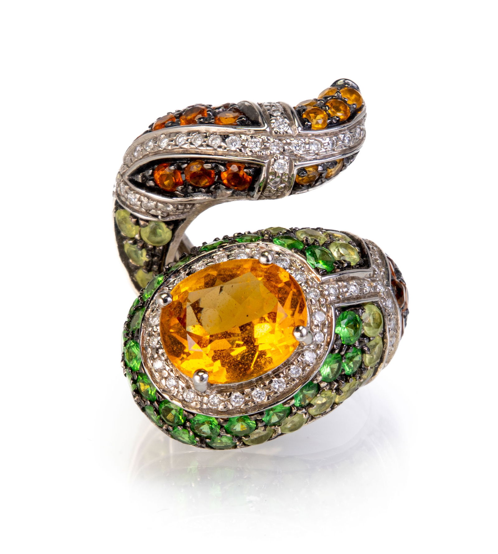 14k White Gold Snake Cocktail Ring (1 of 4)