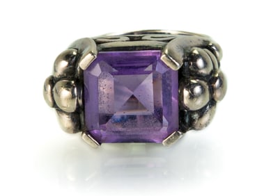 Barry Kieselstein Cord Sterling Silver Amethyst Ring