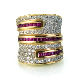 14k Diamond and Ruby Ring