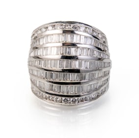 14k White Gold Diamond Band