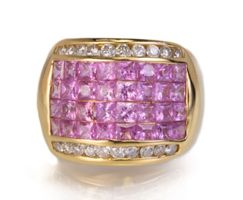 14k Pink Sapphire and Diamond Ring