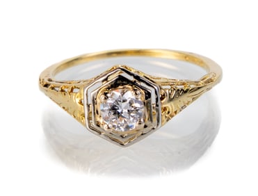 14k Yellow and White Gold Diamond Ring