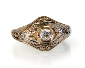Art Deco 14k White Gold Diamond Ring