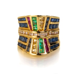 14k Multicolor Gemstones Ring