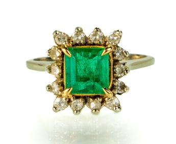 14k Emerald and Diamond Ring