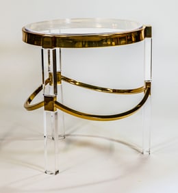 Charles Hollis Jones Lucite and Brass Side Table