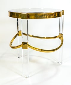 Charles Hollis Jones Lucite and Brass Side Table