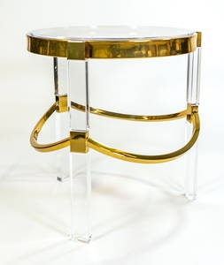 Charles Hollis Jones Lucite and Brass Side Table