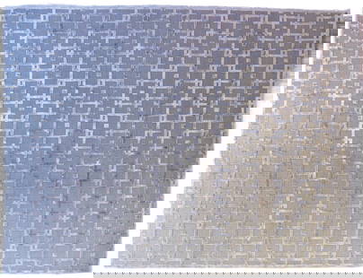 Kravet Designer Carpet: A Kravet Carpet area rug in silver and soft grey tones in a raised box link pattern. Carpet is edged on all sides. Please note: All property is sold "AS IS" and any statement, whether oral or