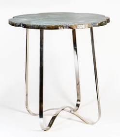 Live Edge Polished Agate Side Table