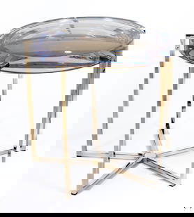 McCollin Bryan Lens Side Table: Don McCollin, Maureen Bryan, Lens side table. England, circa 2018. Table measures 18 inches high by 20 inches wide with the diameter of the acrylic lens top 18 inches. Please note: All property is sol