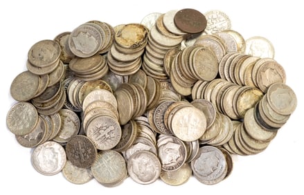 One Hundred eighty-eight (188) Roosevelt Dimes 90% Silver $18.80 FV