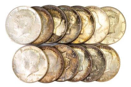 Thirteen (13) 1964 Kennedy Half Dollars 90% Silver $6.50 FV