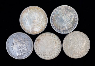 Five (5) US Morgan Silver Dollars