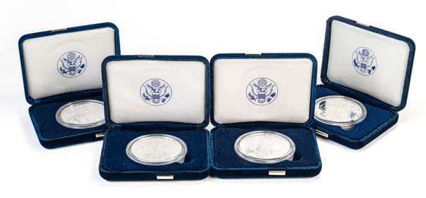 Four (4) US Silver Eagles One Ounce Silver Proof Coins