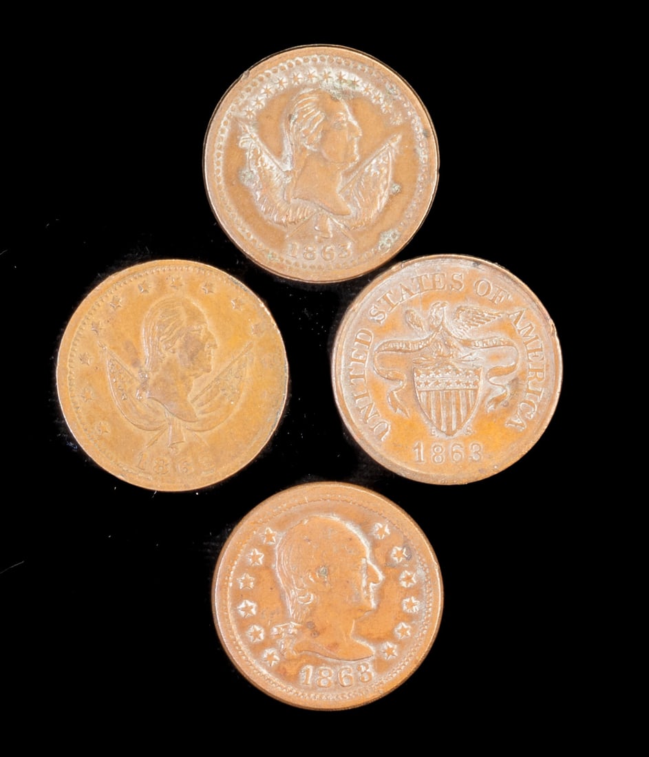 Four (4) US Civil War Tokens 1863 (1 of 2)