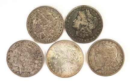 Five (5) US Morgan Silver Dollars