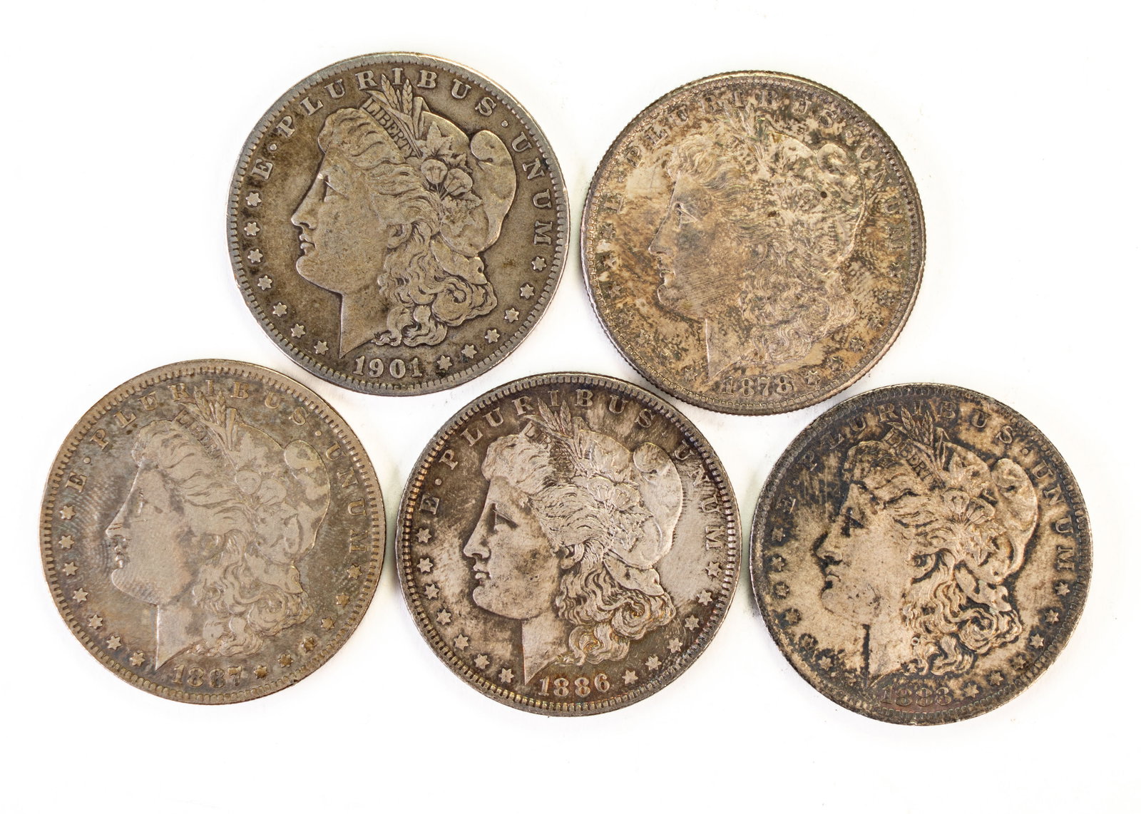 Five (5) US Morgan Silver Dollars (1 of 2)