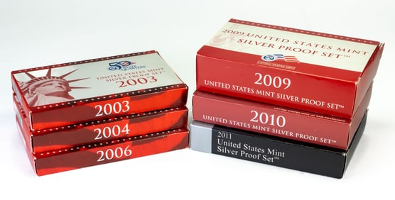 Six (6) US Mint Silver Proof Sets