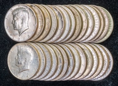 Twenty-Eight (28) US Kennedy Half dollars 40% Silver $14 FV
