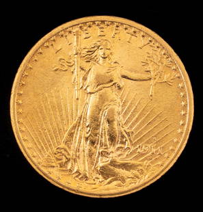 US 1911 S St Gaudens $20 Gold Coin One Ounce Gold: US 1911 S St Gaudens $20 Gold Coin One Ounce Gold