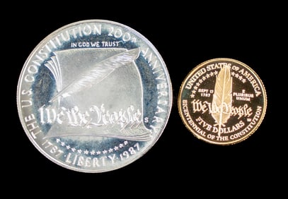 US Constitution Coin Set $1 Silver $5 Gold