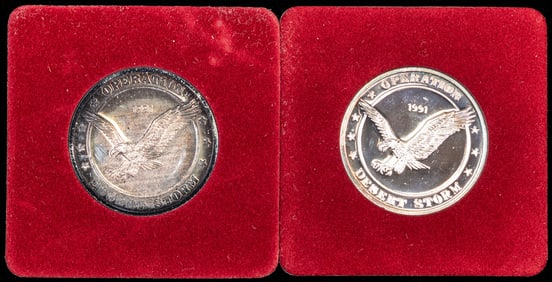 Two (2) Operation Desert Storm .999 Silver Medallions