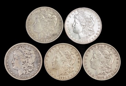 Five (5) US Morgan Silver Dollars