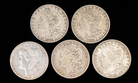 Five (5) US Morgan Silver Dollars