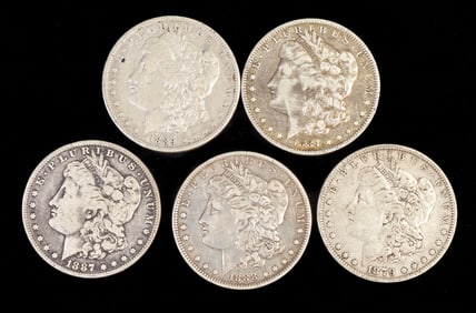 Five (5) US Morgan Silver Dollars