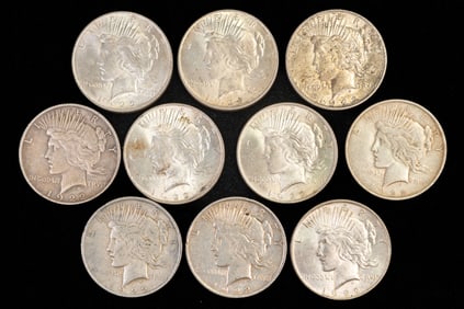 Ten (10) US Liberty Peace Dollars