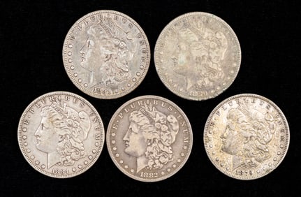 Five (5) US Morgan Silver Dollars