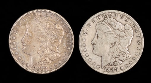 Two (2) 1888 S Morgan Silver Dollars