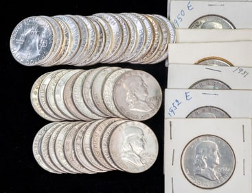 Forty-Three (43) Franklin Half Dollars $21.50 FV