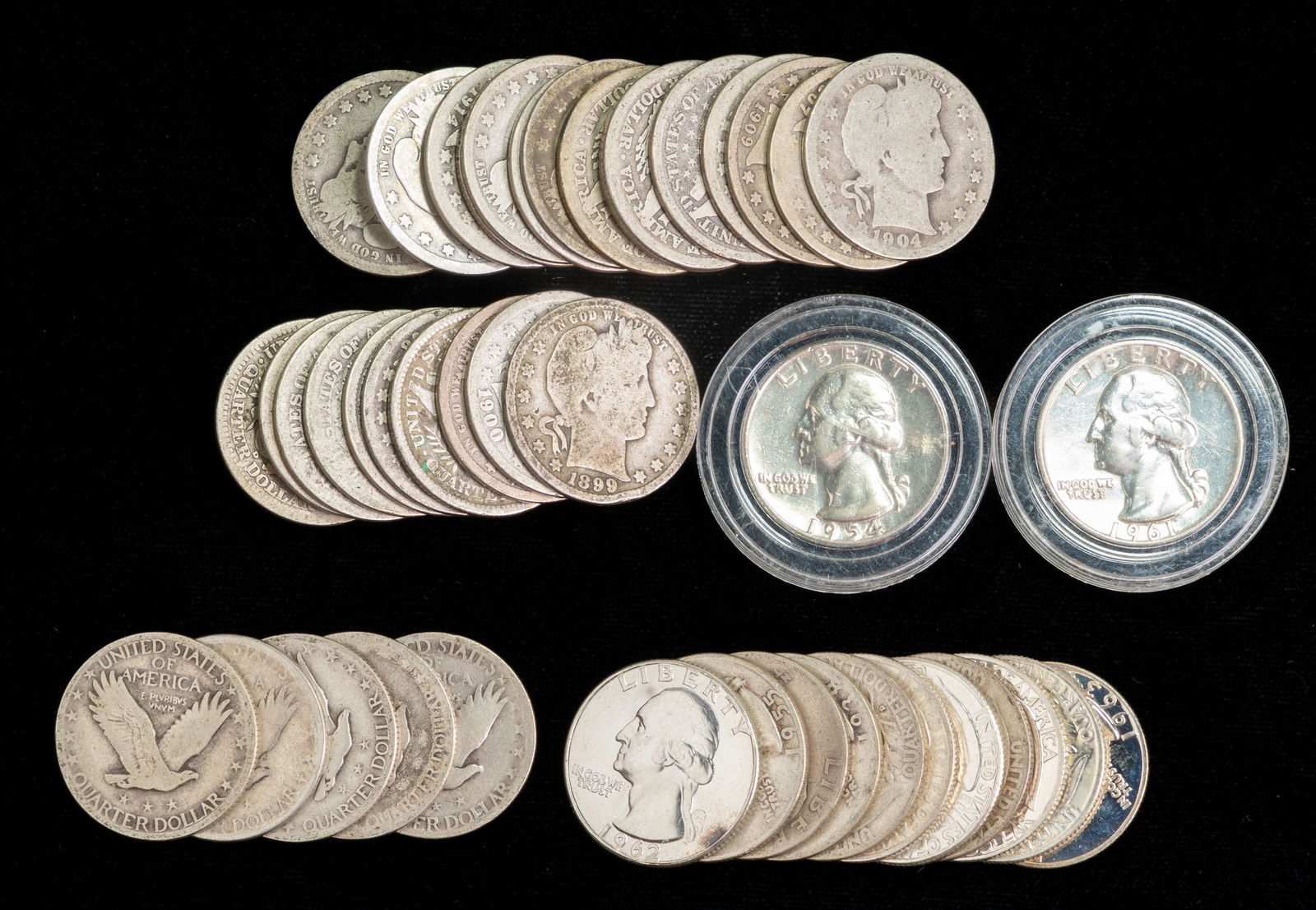 Forty-Three (43) mixed Quarters: Barber, Walking Liberty, Washington $10.75 FV (1 of 2)