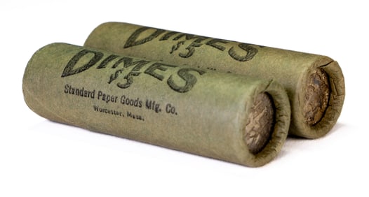 Two Bank Rolls 90% Silver Dimes $10 FV