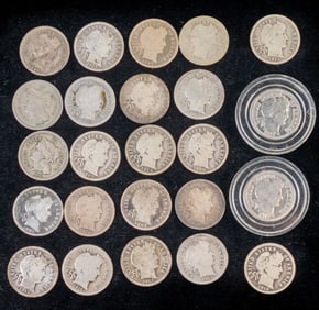 Twenty-Three (23) Barber Dimes Mixed Dates $2.30 FV