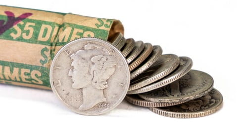Two Hundred Fifty (250) Mercury Dimes Mixed Dates $25 FV