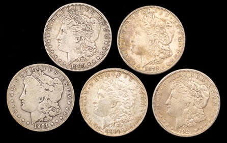 Five (5) Morgan Silver Dollars