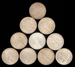 Ten (10) US Liberty Peace Dollars