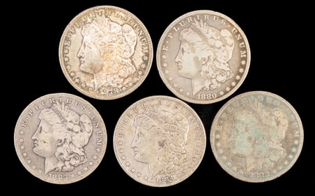 Five (5) Morgan Silver Dollars