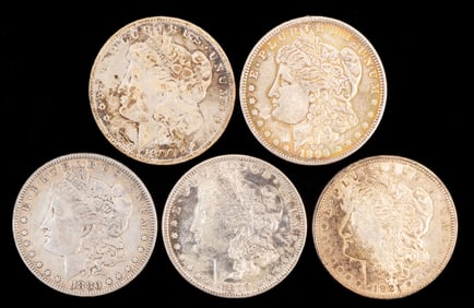 Five (5) Morgan Silver Dollars