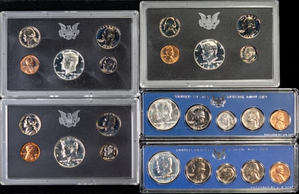 Five (5) US Mint & Proof Sets 1966-1970