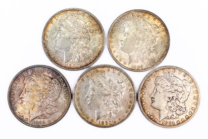 Five (5) Morgan Silver Dollars Mixed dates