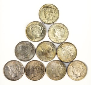 Ten (10) Liberty Peace Dollars Mixed Dates