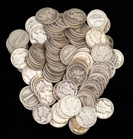 One Hundred Eleven (111) Mercury Dimes. Unchecked